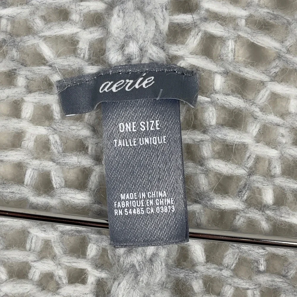 Aerie‎ Loose Knit Gray Open Front Cardigan Poncho Shawl One Size Oversized